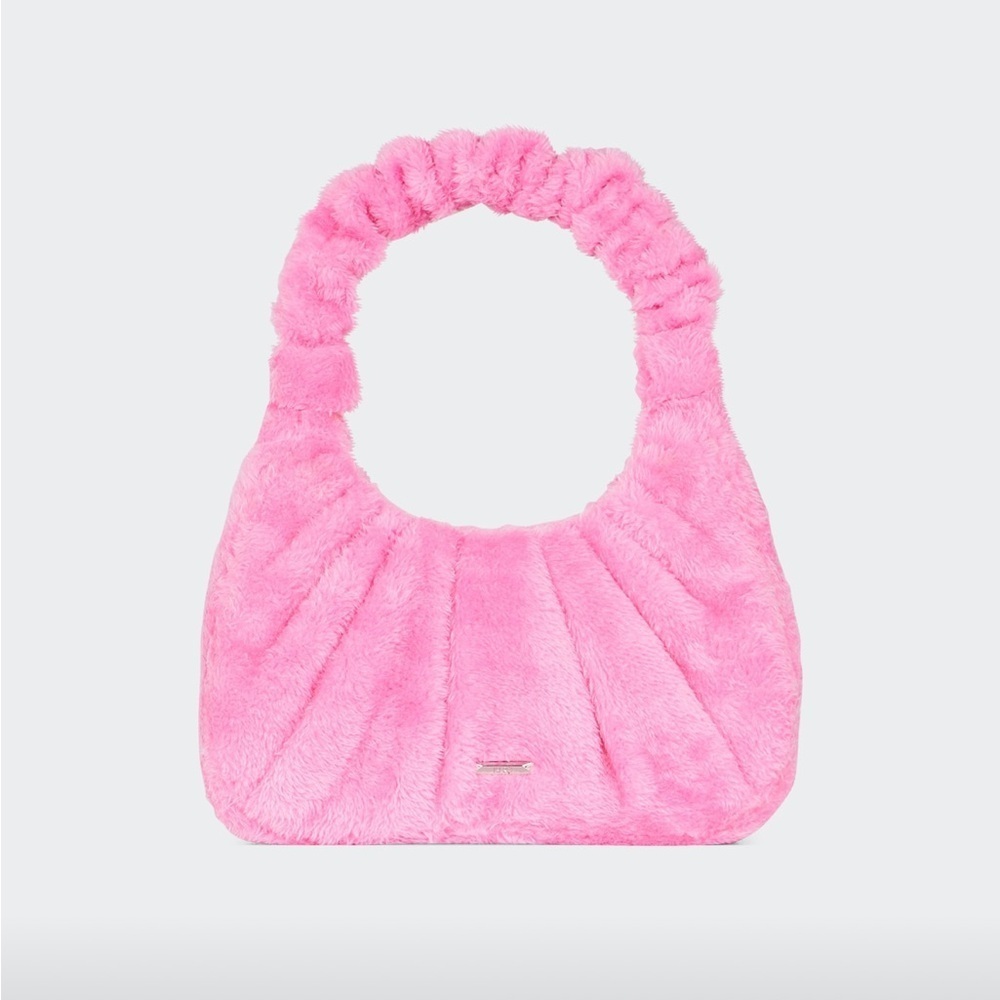 JW PEI Gabbi Terry Ruched Pink Faux Fur Fuzzy Hobo Handbag Revolve